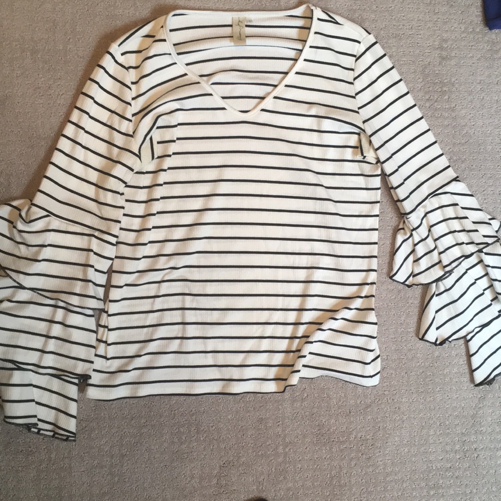 Allison Joy White and black striped blouse
